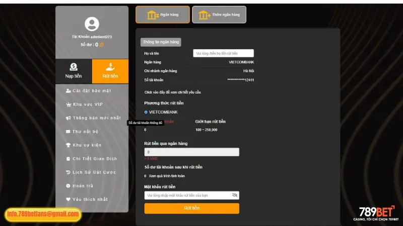 Rút Tiền 789BET Nhanh Như Chớp, Về Tài Khoản Trong Vài Phút 2 Rút tiền tại nhà cái 789BET qua tài khoản ngân hàng